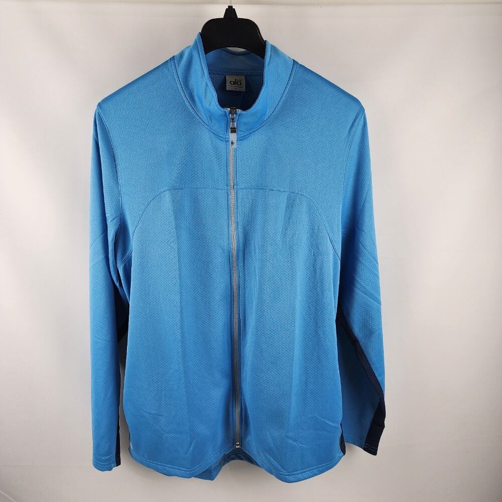 Alo Coolfit Jacket Mens XL Blue Full Zip Mockneck